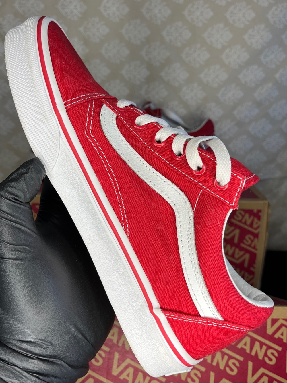 Vans Old Skool Sneakers - Red with White Stripe - Picture 6 of 8